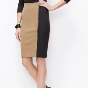 Two-Tone Black and Tan Pencil Skirt